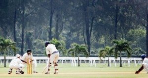 A cricket match underway
