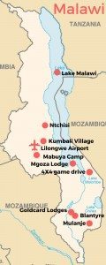 Malawi itinerary map