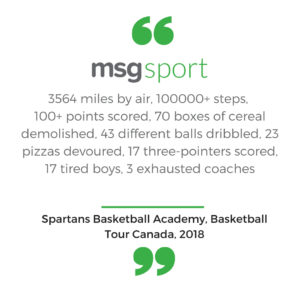 Spartans Academy Basketball tour to Toronto Canada