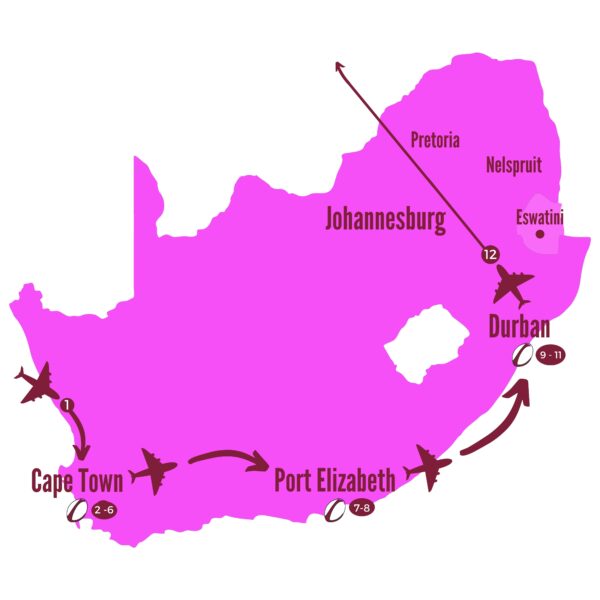 The Crocodile South Africa 2021 itinerary map